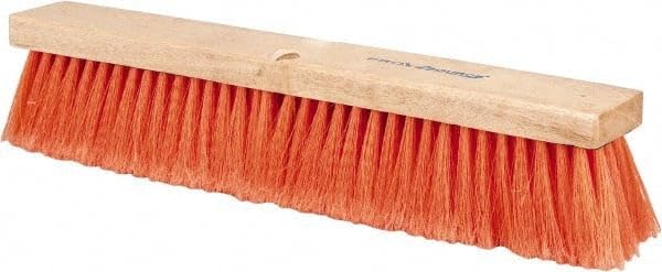 PRO SOURCE Safety Orange Push Broom Head with Threaded Wood Block: 18" Wide