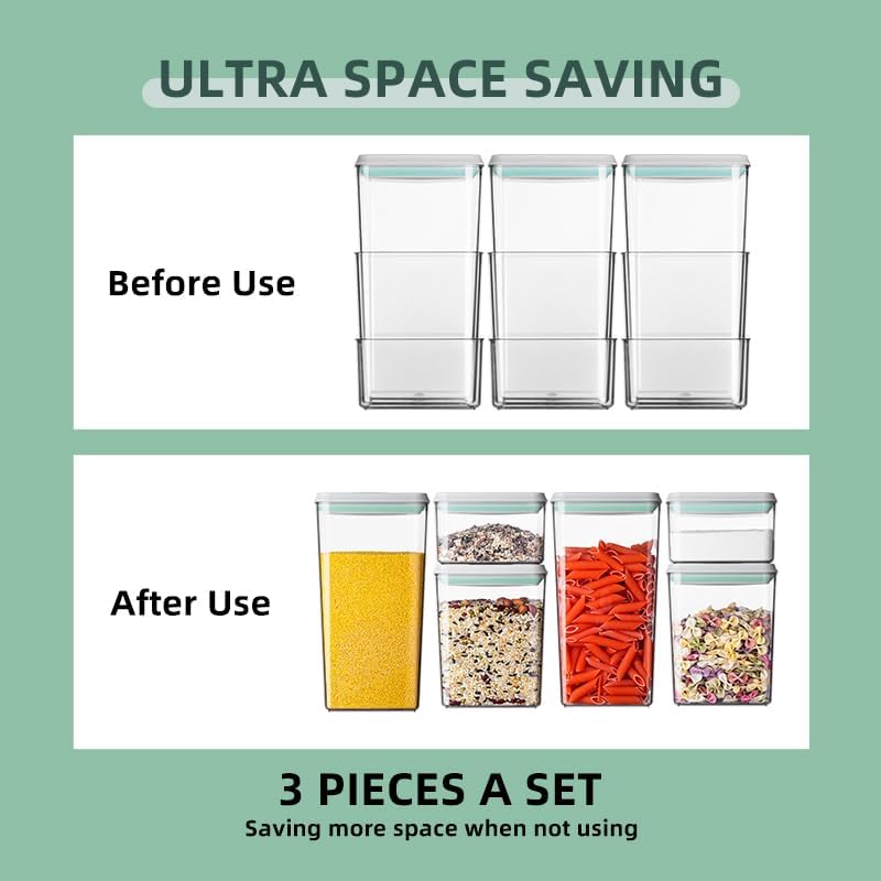 Food Storage Containers with Lids Airtight- 3Pcs BPA-Free Kitchen and Pantry Organization Pop Containers