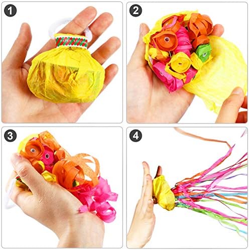 WILLBOND 30 Pieces Colorful No Mess Streamers Poppers Hand Throw Streamers Confetti Poppers No Mess Paper Crackers for Birthday Wedding Toss Celebrations Graduation Party Favors Shows(Colorful)