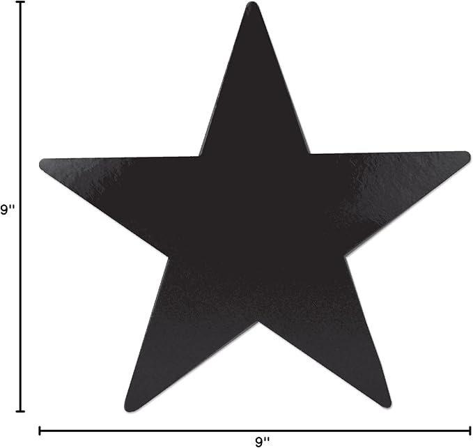 Beistle 36-Pack Foil Black Star Cutouts, Awards Night Party Decorations for Celebrations & Events, Starry Theme Decor for Wall & Table, 9”