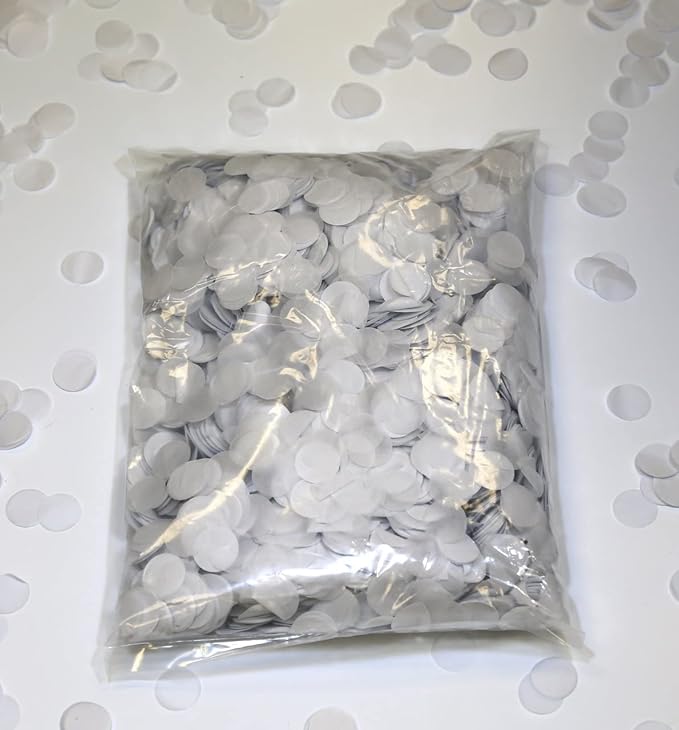 Ultimate Confetti, White Biodegradable Confetti Circles - Flame-Resistant and Slow-Falling Tissue Paper Confetti for Cannon and Launcher use – Best for Celebrations - 1 lb, 16 oz