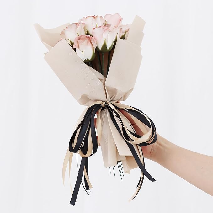TONIFUL 6 Rolls Graduation Satin Ribbon 3/8 Inch Black Gold Ribbons for Gift Wrapping, Flower Bouquet, Bows, Treat Bags, Crafts, Graduation Leis Making, Birthday Party Decor (25 Yards/Roll