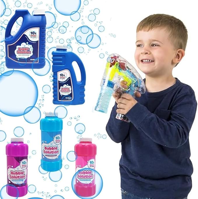 Blue 16oz Concentrated Bubble Solution 8-Pack, Refills up to 1.25 Gallons, Non-Toxic Concentrated Solution for Bubble Machines, Giant Bubble Wands, Bubble Gun and Blowers