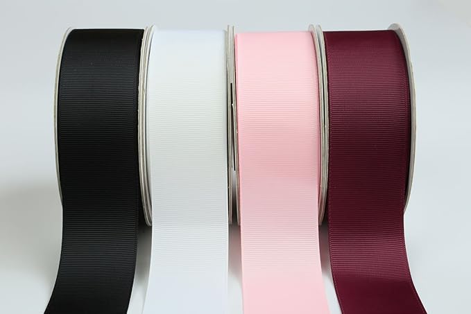 Ribbonitlux 1.5" Wide Solid Grosgrain Ribbon 25 Yards (277-Burgundy), Set for Gift Wrapping, Party Decor, Sewing Applications, Wedding and Craft