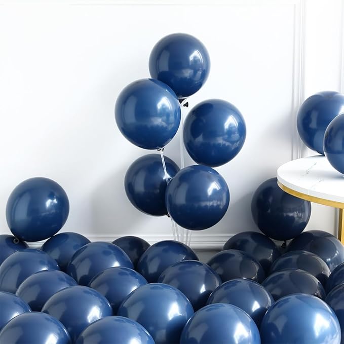 Navy Blue Balloon Garland Arch Kit, 151 Pcs Blue and White Chrome Gold Balloons with Gold Confetti Balloons for New Year Graduation Party Supplies Men Birthday Anniversary Wedding Decorations