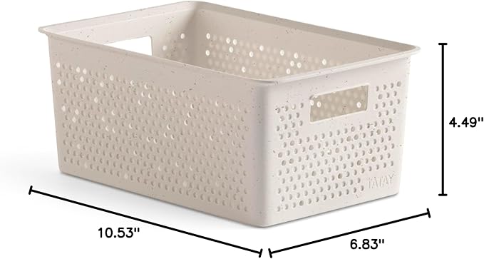 TATAY Rectangular Organiser Box 4L Bohol, Polypropylene, BPA Free, 100% Recycled Plastic. ECOHOME Beige. Measures 17 x 27 x 11,5 cm