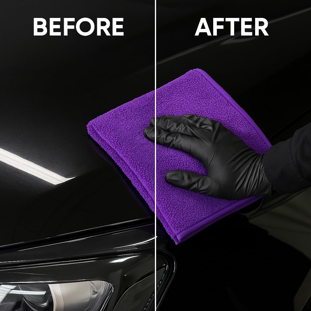 6 Pack Reusable Pak Details Micro Fiber Towels Car Detailing | 16x16 Ultra-Absorbent & Dual-Sided Car Microfiber Towel for Polishing, Wax Removal & Buffing | Lint & Streak-Free | Auto Cleaning Cloths