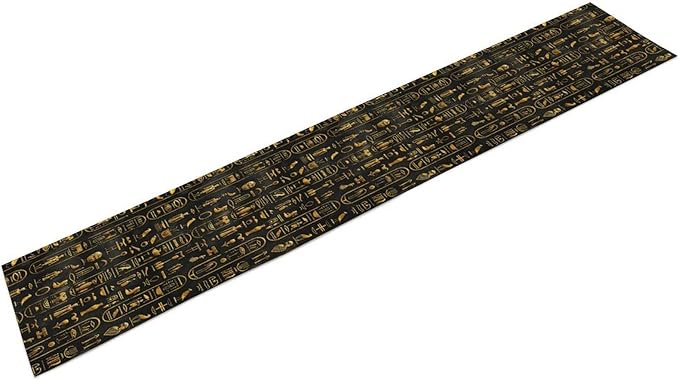Egyptian Table Runner, Retro Egypt Mythology African Hieroglyphics Alphabet Murals Black Pattern Table Runner for Family Kitchen Coffee Dining Farmhouse Party 13x108in