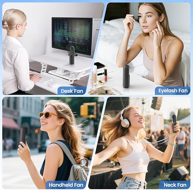 Handheld Mini Fan, Rechargeable Battery Operated small Portable Fan Up to 15 Working Hours, Powerful Safety Design Pocket Fans for Travel/Outdoor/Concert/Beach/Make-up, Gifts for Mom, Teens, Black
