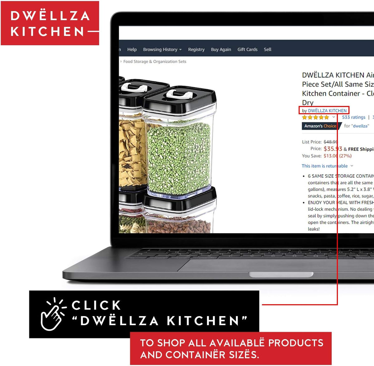 Dwëllza Kitchen Mini Airtight Food Storage Containers with Lids – Set of 6 Clear Plastic Small Pantry Containers for Spices, Candy, Nuts