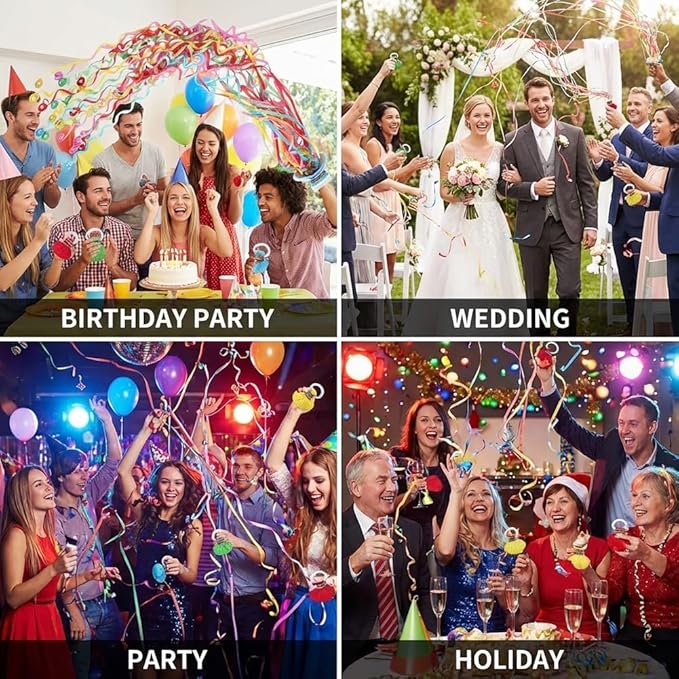 40Pack Hand Throw Streamers Colorful No Mess Confetti Poppers Party Poppers for Birthday Wedding Celebrations Graduation Retirement Party Favors Shows