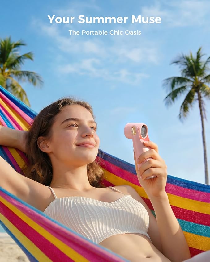 SWEETFULL Portable Mini Handheld Fan - Rechargeable Personal Turbo Hand Fan with 5 Speeds, 17000RPM, 315° Adjustable, Pocket Fans for Makeup & Lash, Travel Essentials, Gifts for Women, Girls (Pink)