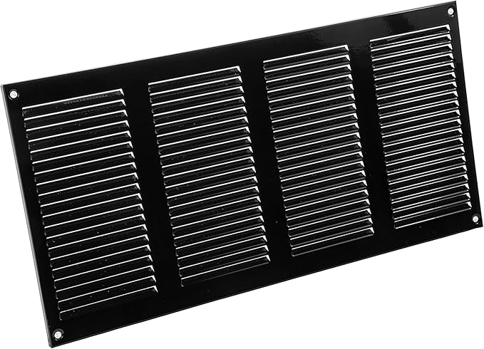 Vent Systems 16" x 8" Inch (Overall Dimensions) Pack of 5 - Black - Air Vent Cover Metal Air Return Grill with Built-in Pest Guard Screen HVAC Vent Duct Cover for Home Improvement