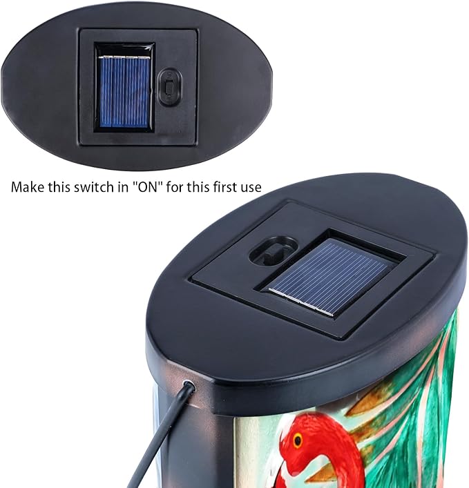 Hanging Solar Lantern Outdoor Waterproof Flamingo Solar Lights Glass Tabletop Decorative Lamp for Outdoor Patio Garden Outside Yard Decor