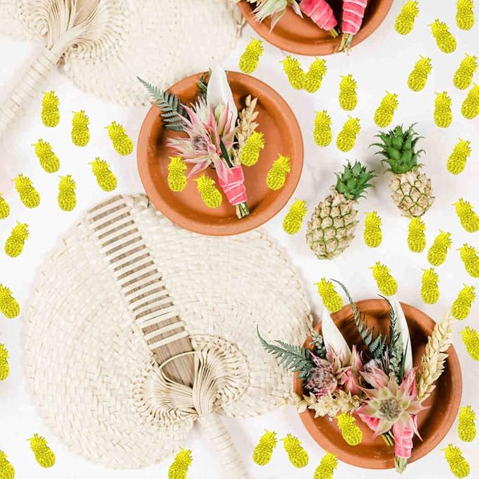 Summer Confetti Pineapple Sequin Party Favor Table decoration for Tropical Luau Hawaiian Jungle Beach Wedding Theme Island Party(1.5Ounce,1100Pieces)