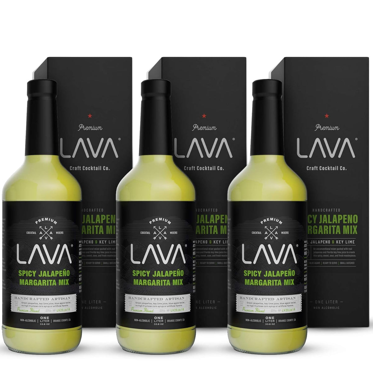 Lava Premium Spicy Jalapeño Margarita Mix by Lava Craft Cocktail Co., Made with Real Jalapeños, Agave Nectar, Key Limes