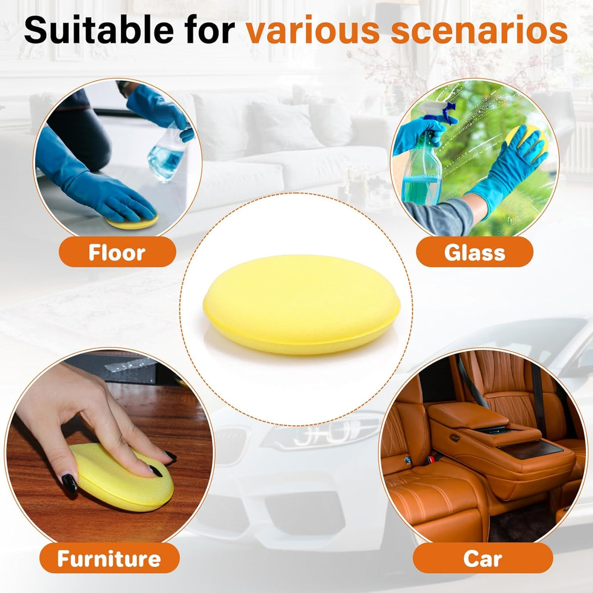 psler Foam Car Wax Applicator Pad Foam Applicator Pads Detailing Round 4 inch Polishing Sponges for Car Wax Applicator Pad 24 Pack-Yellow