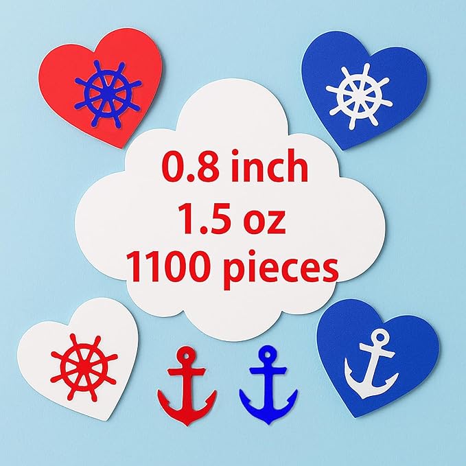 Werich Nautical Anchor Ship Wheel Confetti Metallic Foil Table Scatter for Party Decorations Aluminum Foil Confetti for Birthday, Wedding, Baby Shower, Graduation, Nautical Theme Events
