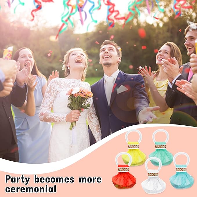 150 Pcs Throw Streamers Colorful Hand Held Streamer No Mess Confetti Crackers Party Streamers Wedding Toss for Engagement Graduation Party Favors Shows Supplies