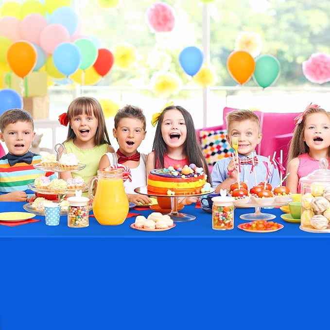 16 Pack Blue Plastic Tablecloth for Rectangle Tables, Premium Decorative Royal Blue Disposable Table Cloths for Parties, Rectangle Party Table Cover for Birthday, Wedding, Anniversary, 54 x 108 Inch