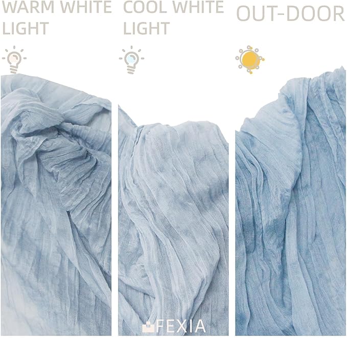 FEXIA 6 Pack Dusty Blue Table Runner 35x120 Inches Gauze Table Runner for Bridal Shower Wedding Party First Communion Centerpiece Engagement Boho Table Decoration (Dusty Blue)