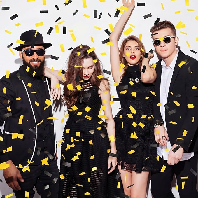 Sumind 1000 Grams Gold Black Large Metallic Confetti Glitter Throwable Table Scatter Foil Confetti for Wedding Birthday Party Baby Shower Graduation Valentine Halloween Christmas Celebrations