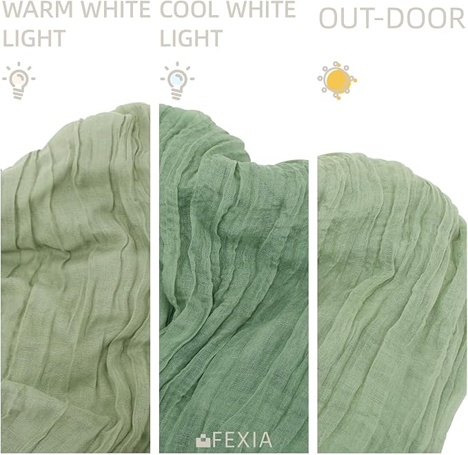FEXIA 3 Pack Sage Green Table Runner 35x120 Inches for Baby Shower Decoration Gauze Rustic Table Runner for Wedding Party First Communion Centerpiece Engagement Bridal Shower Boho Decoration