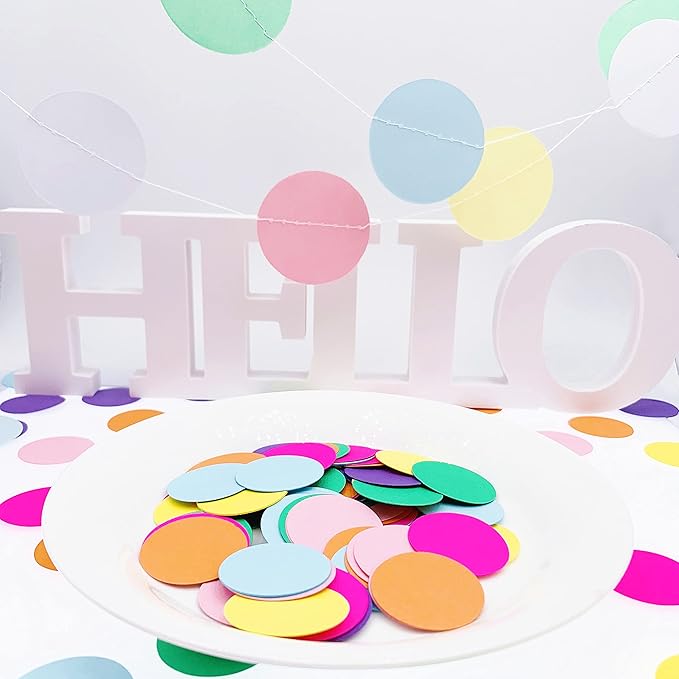 300pcs Rainbow Paper Dots Birthday Party Decorations Table Confetti Biodegradable Baby Shower Colorful Hawaiian Party Supplies Decor Packaging Circle Dots Lasting Surprise