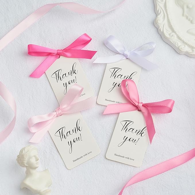 Mauproy 3/8 Inch Pink Satin Ribbon, 4 Rolls Total 40 Yards, Double Faced Mixed Pink Thin Ribbon for Gift Wrapping, Flower Bouquets, Crafts, Wedding, Graduation Decorations