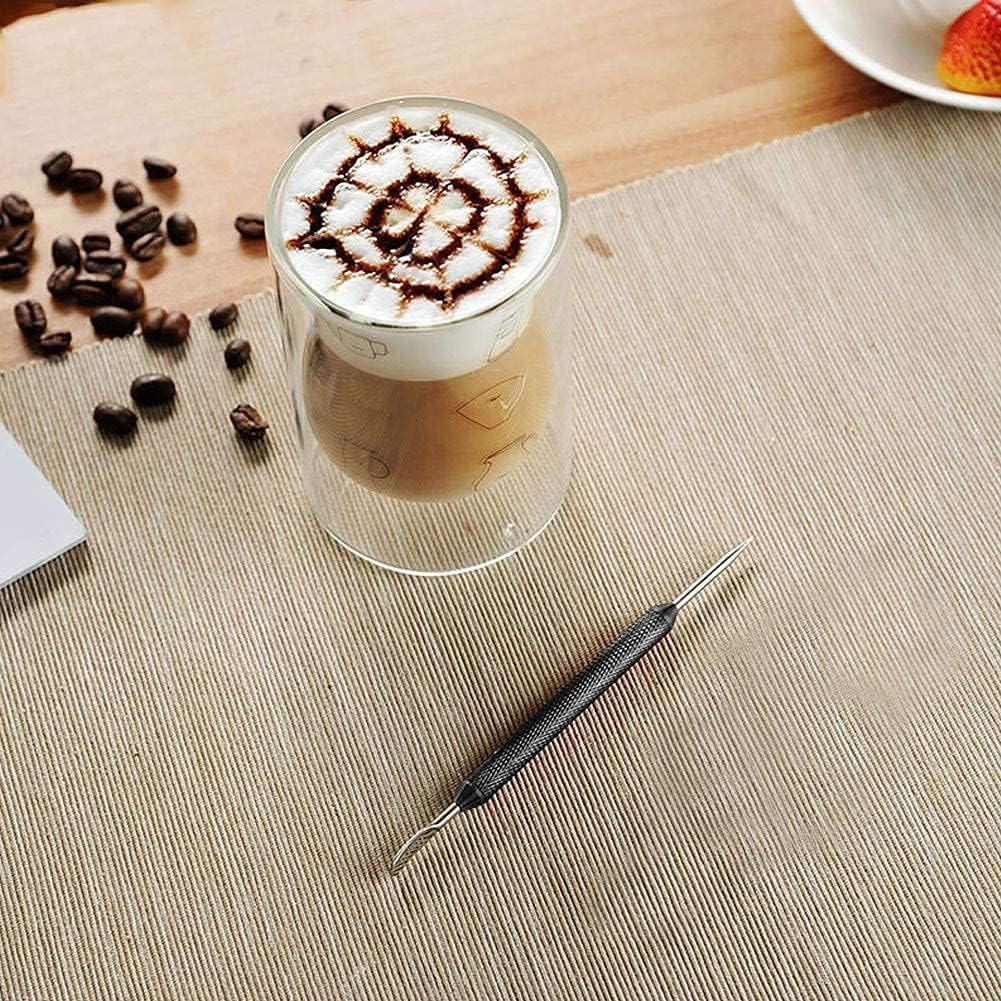 2PCS Latte Art Pen, Stainless Steel Latte Art Tools 2 Ends Coffee Art Pen Latte Pen Coffee Pull Needle Coffee Fancy Stitch Barista Tool Coffee Art