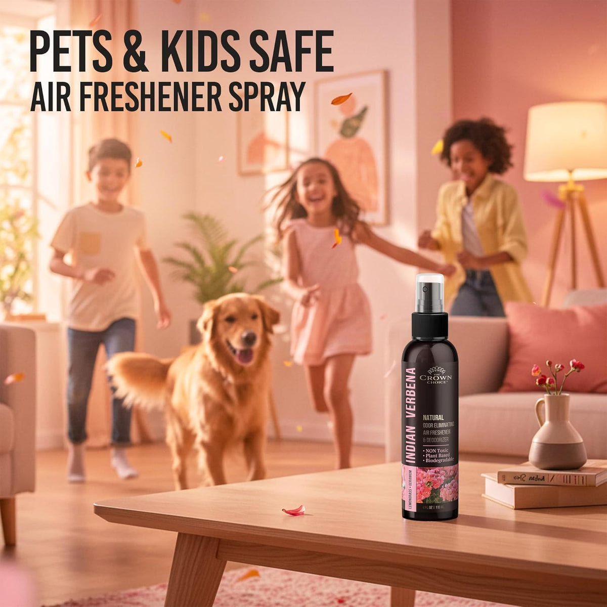 Non-Toxic Odor Eliminator, Natural Geranium & Lemongrass Air Freshener Spray for Home, Room, Closet & Couch Deodorizer, Long Lasting Bathroom & Toilet Freshener, Safe for Kids & Pets - 4 oz Pack of 1