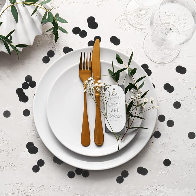 BATTIFE Metallic Glitter Foil Confetti Round Table Confetti Dots for Wedding Party Celebration Decorations 1.8oz - 0.6inch (Black)