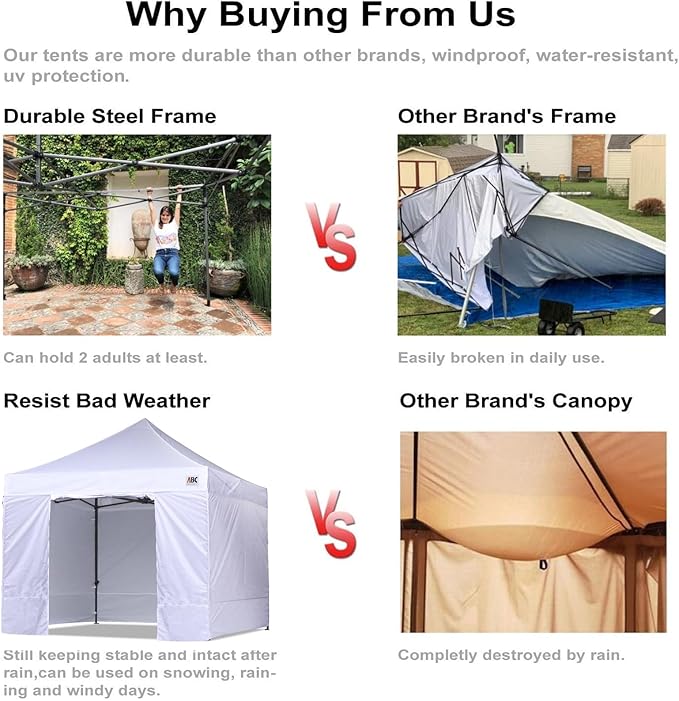 ABCCANOPY Heavy Duty Easy Pop up Canopy Tent with Sidewalls 10x10, Purple