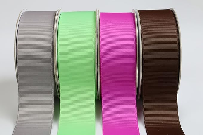 Ribbonitlux 1.5" Wide Solid Grosgrain Ribbon 25 Yards (012-Silver), Set for Gift Wrapping, Party Decor, Sewing Applications, Wedding and Craft