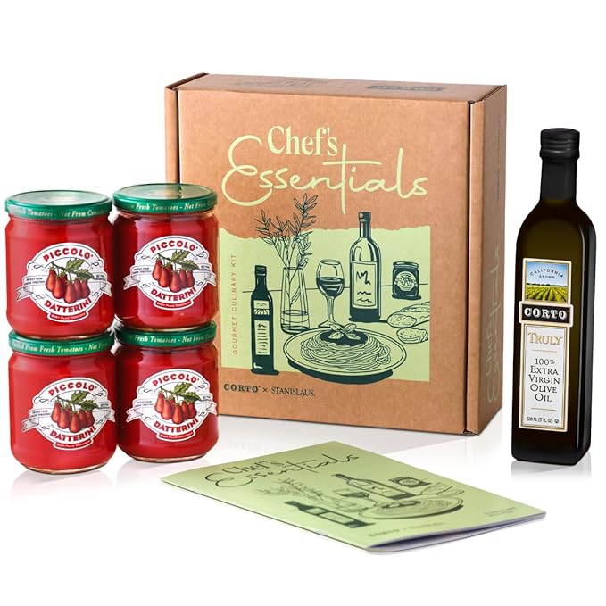 Corto x Stanislaus Chef’s Essentials Kit – Truly Extra Virgin Olive Oil - Ultra-Fresh Fall Harvest & Piccolo Datterini Baby Plum Tomatoes