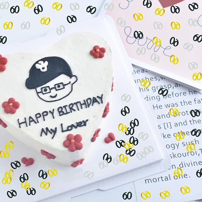 Confetti 60 Confetti 60th Scatter Table Decoration for Anniversary Birthday Retirement Party Supplies.(60 Golden Black Silver)