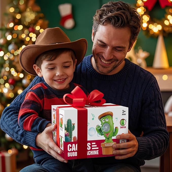 Cactus Bubble Machine for Children, Automatic Cactus Toy Bubble Maker for Toddlers, Rechargeable Battery-Operated Bubble Toys for Indoor and Outdoor Birthday Parties,Great Gift for Toddlers Aged 3+
