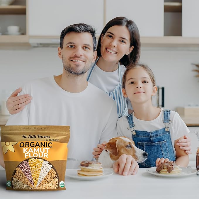 Be Still Farms Kamut Flour Organic Bulk - Bread Flour for Baking (4.8 lb) Khorasan - Organic Whole Wheat Flour Unbleached - High in Fiber, USA Grown