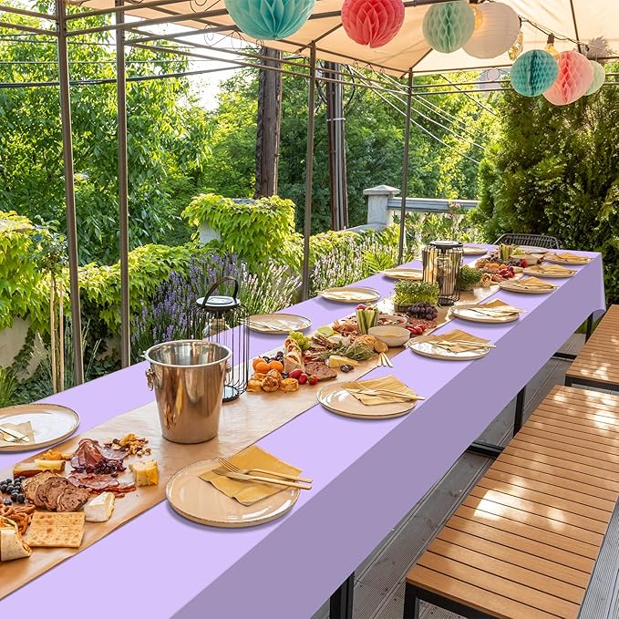 16 Pack Light Purple Plastic Tablecloth for Rectangle Tables, Premium Decorative Lavender Disposable Table Cloths for Parties, Rectangle Party Table Cover for Birthday Wedding Baby Shower, 54x108 Inch