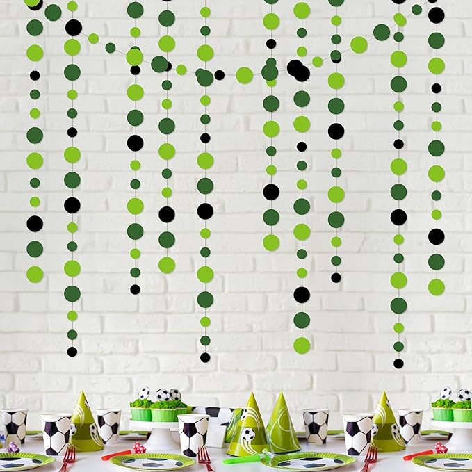 Cheerland Green Party Decorations Polka Dot Garland Circle Streamers Backdrop Graduation Banner for Golf Theme Birthday Classroom Irish Wedding Wicked Tropical Dinosaur Decor Dino Party Supplies