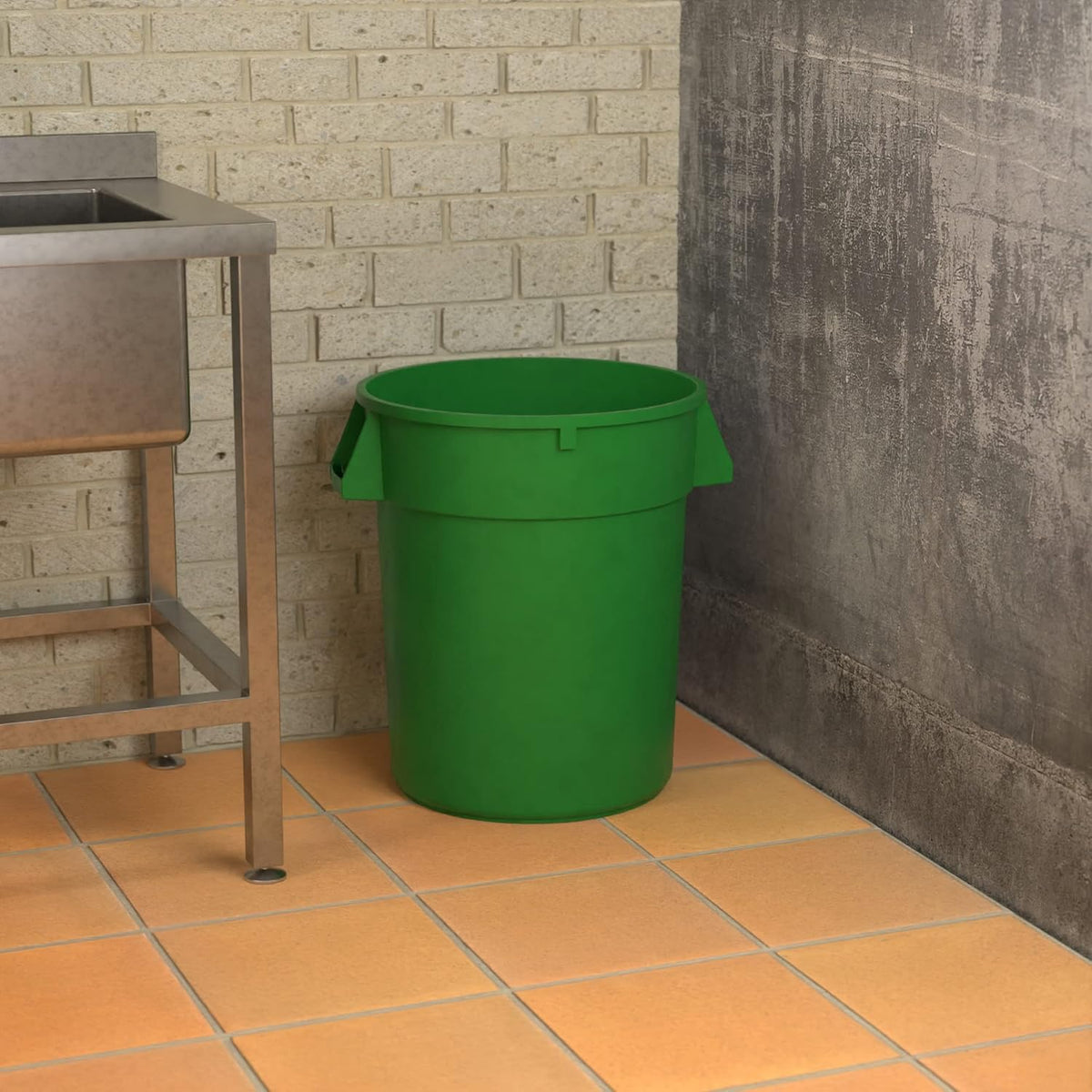 32 Gallon Green Round Commercial Trash Can