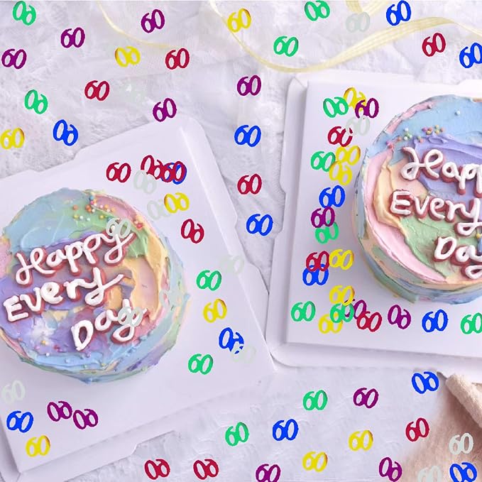 Confetti 60 Confetti 60th Birthday Decoration Scatter Party Glitter Metallic Table Decoration for Anniversary Birthday Retirement event Supplies.(60 Color)