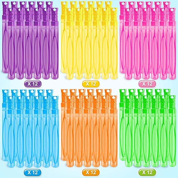 AuroTops Bubbles Bulk,72 PCS Giant Bubble Wand in 6 Colors,Bulk Bubble Wands for Kids Bubbles Party Favors,Easter,Halloween,Wedding,Birthday Gifts for Kids Summer Indoor & Outdoor Activities