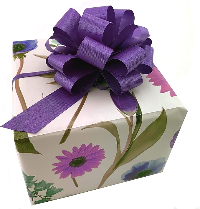 Purple Decorative Gift Pull Bows - 5" Wide, Set of 10, Easter, Spring, Valentine's Day, Mardi Gras, Basket, Cancer Awareness, Birthday, Anniversary, Fundraiser, School Colors, Office, Party, Church