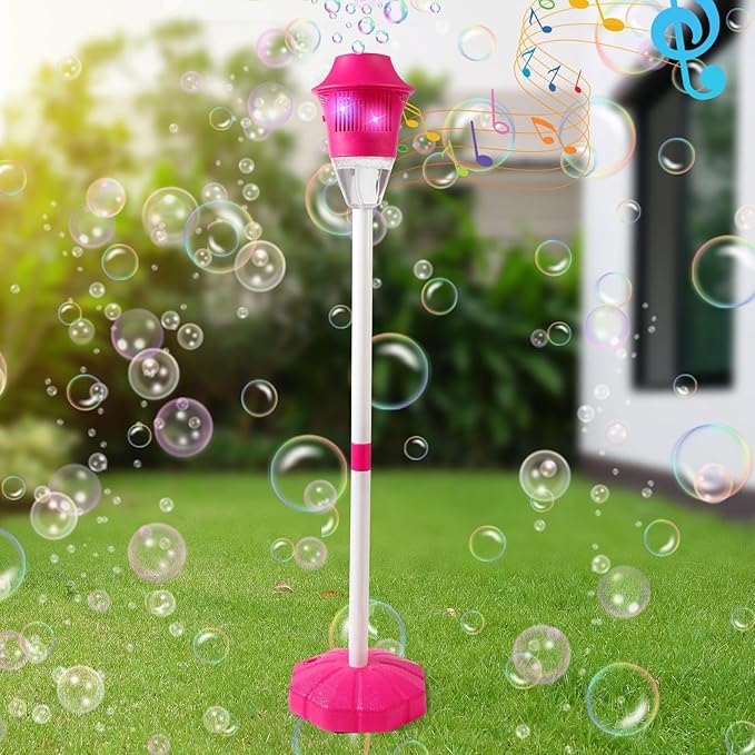 Bubble Machine for Kids, Automatic Bubble Maker with Lights & Music, High Output Bubble Blower for Indoor Outdoor Party, Birthday, Wedding, Lawn, Yard (Red)