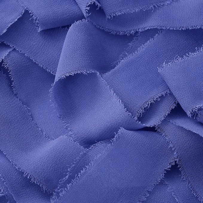 DORIS HOME Electric Blue Chiffon Ribbon for Flower Bouquet, 2" x21Yd Fabric Ribbon for Gift Wrapping, Handmade Frayed Ribbon for Wedding, Chiffon Silk Ribbon for Christmas Decorations