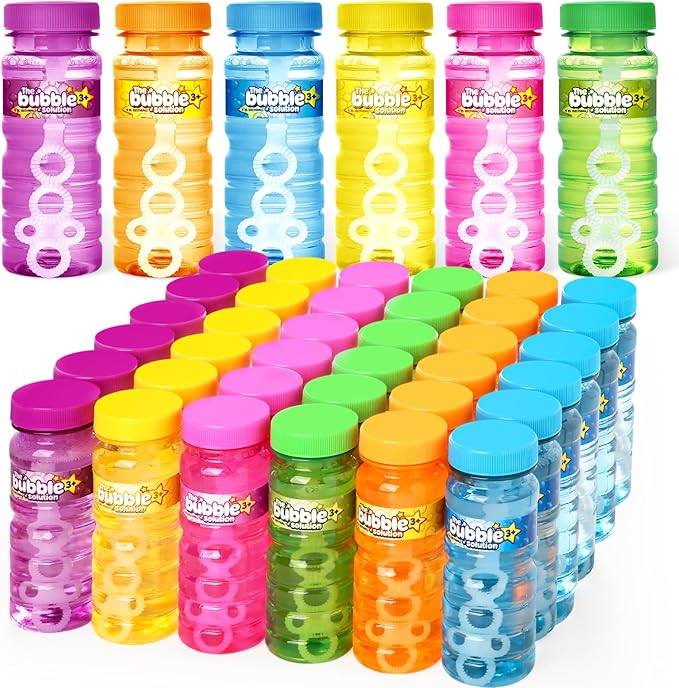 OCHIDO 36 Pcs Bubble Bottles with Wand, Bubbles Party Favors for Summer Outdoor & Indoor Activity, Bubble Wands Bulk for Birthday Party Supplies, Summer Toys Gift, 4oz Bubbles Solution in 6 Colors