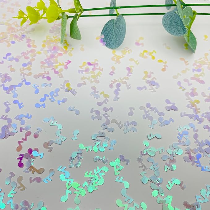 3000Pcs Music Confetti PVC Music Note Musical Confetti for Music Party Recital Reception Baby Shower Wedding and Birthday Party Decoration (White)