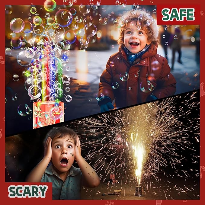 Bubble Machine (4PCS, 13 Holes) with LED Lights, Automatic Bubble Blower Toys, Portable Bubbles Maker for Wedding Christmas Chinese New Years Party Decorations, Kids Birthday Gifts, Balloons Banner