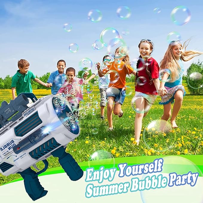 Automatic Gatling Bubble Gun with 2 Rechargeable Batteries, Produces Tens of Thousands Bubbles/Min, Includes Sight & Flashlight, ABS Drop-Tested, Bubble Machine Toy for Kids Adults Party Wedding